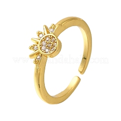 Rack Plating Brass Micro Pave Cubic Zirconia Cuff Rings for Women&nbsp;RJEW-D079-01A-RS