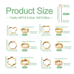 48Pcs 6 Style Brass Bead Frame&nbsp;KK-SW0001-06