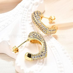 Brass Micro Pave Clear Cubic Zirconia Stud Earrings for Women&nbsp;EJEW-U056-01A-G