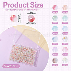 1200Pcs 12 Colors Frosted Glass Beads&nbsp;FGLA-TA0001-04