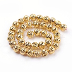 Electroplated Natural Lava Rock Bead Strands&nbsp;X-G-E429-01-12mm-G