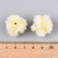Polymer Clay Rhinestone Beads with Embossed Resin Roses&nbsp;RESI-T059-01A-06