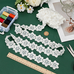 3.8~4 Yards Double Layer Oranganza ABS Beads Flower Lace Trim Ribbon&nbsp;OCOR-MA0001-33A