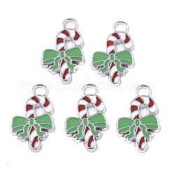 Alloy Candy Cane Enamel Pendants&nbsp;X-ENAM-R041-53