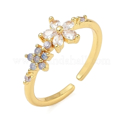 Brass Micro Pave Cubic Zirconia Cuff Open Rings&nbsp;CU-CBA46D5-07G