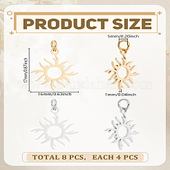 8Pcs 2 Colors 201 Stainless Steel Solar Eclipse Pendants&nbsp;STAS-LP0004-66