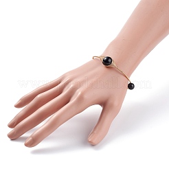 Natural Gemstone Round Beaded Bangle&nbsp;BJEW-JB07816