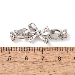 Brass Micro Pave Clear Cubic Zirconia Fold Over Clasps&nbsp;KK-D259-06P