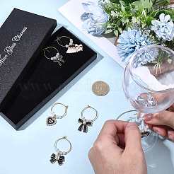 6Pcs 6 Styles Alloy Enamel Bowknot Glass Seed Beaded Wine Glass Charms&nbsp;AJEW-SC00075
