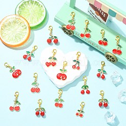 26Pcs 13 Style Cherry Alloy Enamel Pendant Decorations&nbsp;HJEW-CJ00100