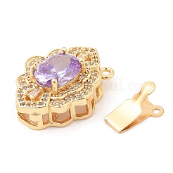 Brass Micro Pave Clear Cubic Zirconia Box Clasps&nbsp;KK-E052-01F-G03