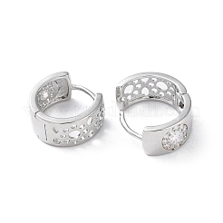 Brass Micro Pave Cubic Zirconia Hoop Earrings&nbsp;EJEW-P259-01P