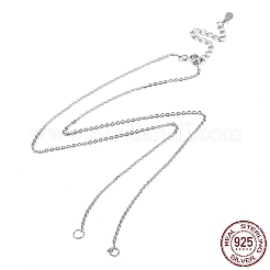 Rhodium Plated 925 Sterling Silver Cable Chains Necklace Makings&nbsp;STER-B001-01P