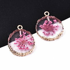 Transparent Clear Epoxy Resin & Dried Flower Pendants&nbsp;RESI-S383-075-C03