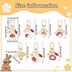 7Pcs 7 Style Alloy Enamel Pendant Keychains&nbsp;KEYC-OC0001-12