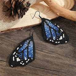 Bohemian Style Green Butterfly Wing Glass Bead Handmade Dangle Earrings&nbsp;CZ4126