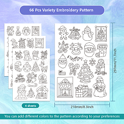 4 Sheets 11.6x8.2 Inch Stick and Stitch Embroidery Patterns&nbsp;DIY-WH0455-008