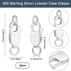 6Pcs 925 Sterling Silver Lobster Claw Clasps&nbsp;STER-BBC0007-28A