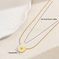 Spring Summer White Daisy Stainless Steel Enamel Pendant Necklaces for Women&nbsp;QJ9119-1