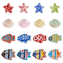 16Pcs 16 Styles Painted Glass Beads Strands&nbsp;LAMP-TA0001-81