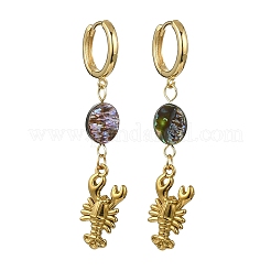 Ocean 304 Stainless Steel and Paua Shell Dangle Earrings&nbsp;EJEW-JE07109-01