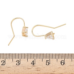 Brass Micro Pave Clear Cubic Zirconia Triangle Earring Hooks&nbsp;KK-L254-11G