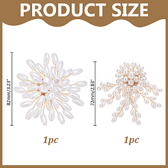 2Pcs 2 Styles Floral Imitation Pearl Pins&nbsp;JEWB-AR0001-28