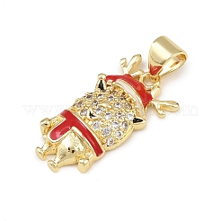 Christmas Brass Micro Pave Cubic Zirconia Enamel Pendants&nbsp;KK-B164-01G-03