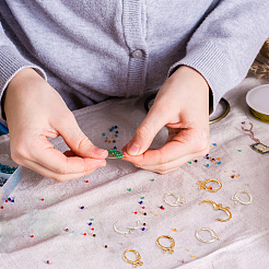40Pcs 2 Color 2-hole Rack Plating Eco-friendly Brass Huggie Hoop Earring Findings&nbsp;KK-FH0006-63