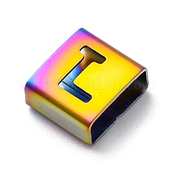 Ion Plating(IP) 304 Stainless Steel Square Slide Charms&nbsp;STAS-L132-23L-M