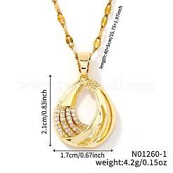 Elegant French Brass Micro Pave Clear Cubic Zirconia Teardrop Pendant Necklaces&nbsp;PV4142-1