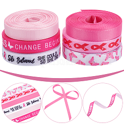 6 Rolls 6 Colors Polyester Awareness Ribbon Printed Grosgrain Ribbon&nbsp;OCOR-WR0001-53
