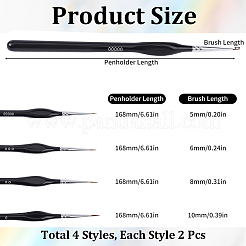 8Pcs 4 Styles Liner Detail Fine Paint Brushes&nbsp;AJEW-DJ0002-40