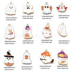 24Pcs 12 Styles Halloween Theme Alloy Enamel Pendants&nbsp;ENAM-FP0003-01