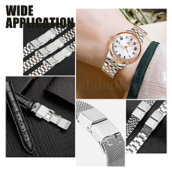 20 Sets 2 Styles Rectangle 201 Stainless Steel Watch Band Clasps&nbsp;STAS-DC0011-60
