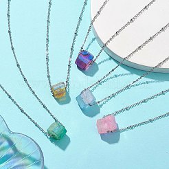 Electroplated Natural Quartz Beads Charm Necklaces&nbsp;NJEW-JN04789