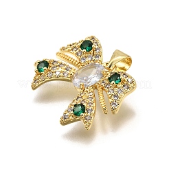 Brass Micro Pave Cubic Zirconia Pendants&nbsp;KK-K401-19G-01