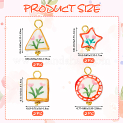 8Pcs 4 Styles Flower Pattern Handmade Porcelain Pendants&nbsp;HJEW-SW00367