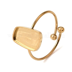 Trapezoid 304 Stainless Steel Open Cuff Bangle Makings with Bezel Tray&nbsp;SA-CBABF3F-02G-05