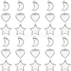120Pcs 3 Styles 304 Stainless Steel Pendant Cabochon Settings&nbsp;STAS-UN0020-85P