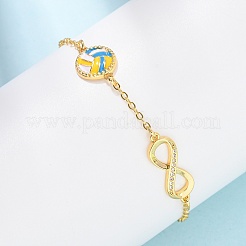 Sports Brass Micro Pave Cubic Zirconia Infinity Link Bracelets&nbsp;LS-BJEW-D386-01B-G
