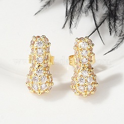 Brass Micro Pave Cubic Zirconia Stud Earrings&nbsp;EJEW-Z091-04G-I