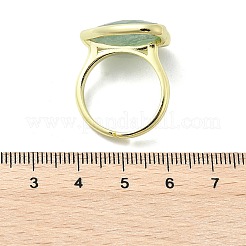 Heart Brass Natural Green Strawberry Quartz  Finger Rings&nbsp;X-RJEW-D304-01G-C