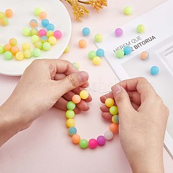 120Pcs Silicone Beads 12mm Fluorescent Silicone Beads for Keychain Making&nbsp;JX328A