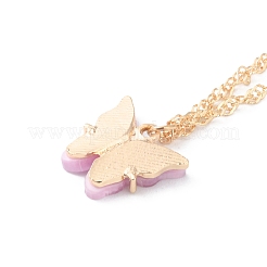 Plastic Butterfly Peandant Necklace&nbsp;NJEW-WH0020-14G-B