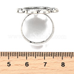 Vintage Adjustable Iron Finger Ring Components Alloy Flower Cabochon Bezel Settings&nbsp;X-PALLOY-O039-25AS