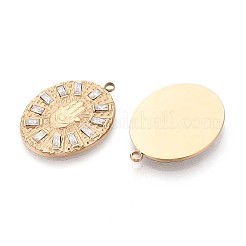 304 Stainless Steel Micro Pave Cubic Zirconia Pendants&nbsp;STAS-N109-205G