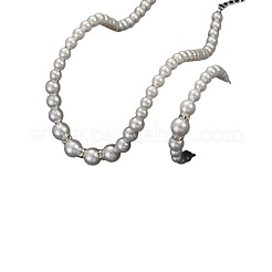 Plastic Imitation Pearl Round Beads Bracelets & Dangle Earrings & Necklaces Sets for Women&nbsp;FS-WG77A0B-01