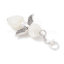 5Pcs Heart Angel Acrylic & ABS Plastic Imitation Pearl Pendant Decoration&nbsp;HJEW-JM03826