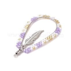 Bohemia Style Glass Seed Beaded Teardrop with Feather Pendants&nbsp;PALLOY-MZ00589-02